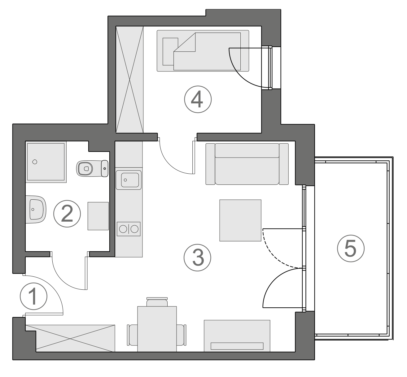 Rzut apartamentu 2-A.1.1