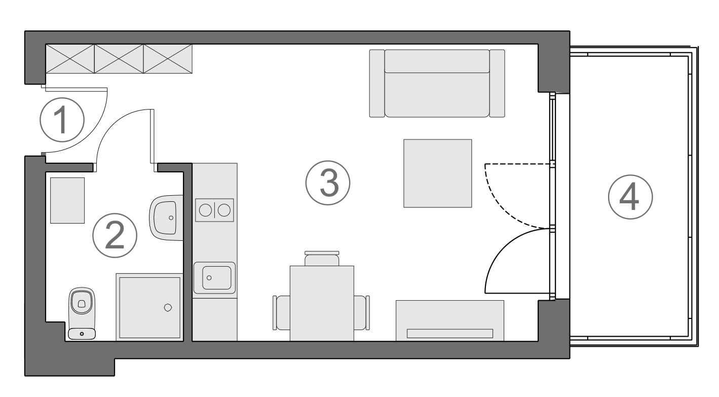Rzut apartamentu 1-A.1.4